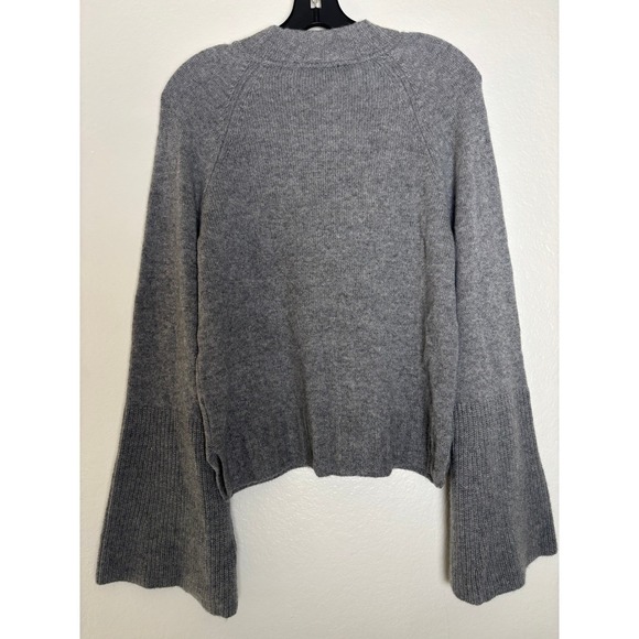 NWT Paige Laurel Sweater 100% Cashmere bell sleeve grey mock neck woman's size M - Picture 5 of 7